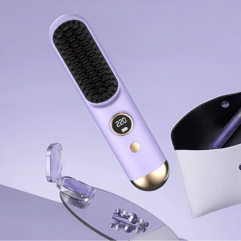 Escova Alisadora Portátil Íon Negativo – Cabelos Perfeitos em Minutos!