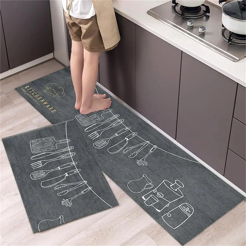 Tapete para Cozinha Absorvente Ladrilhos