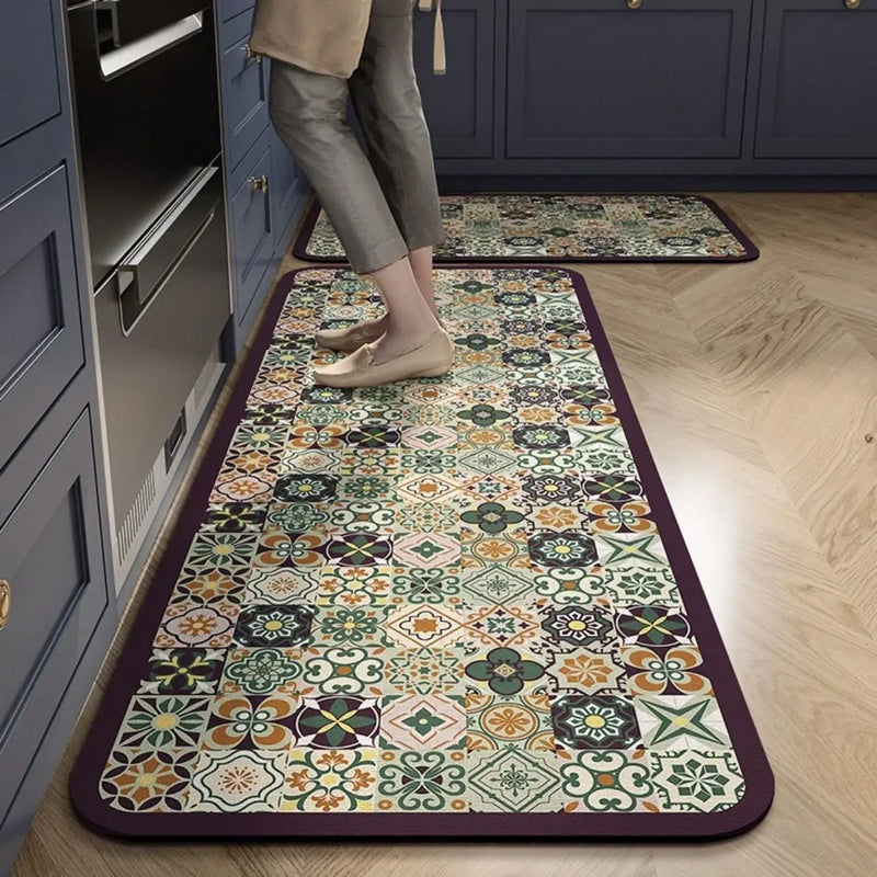 Tapete para Cozinha Absorvente Ladrilhos