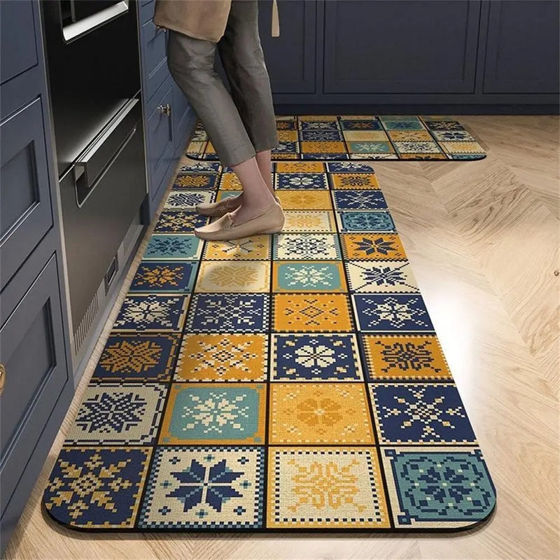 Tapete para Cozinha Absorvente Ladrilhos