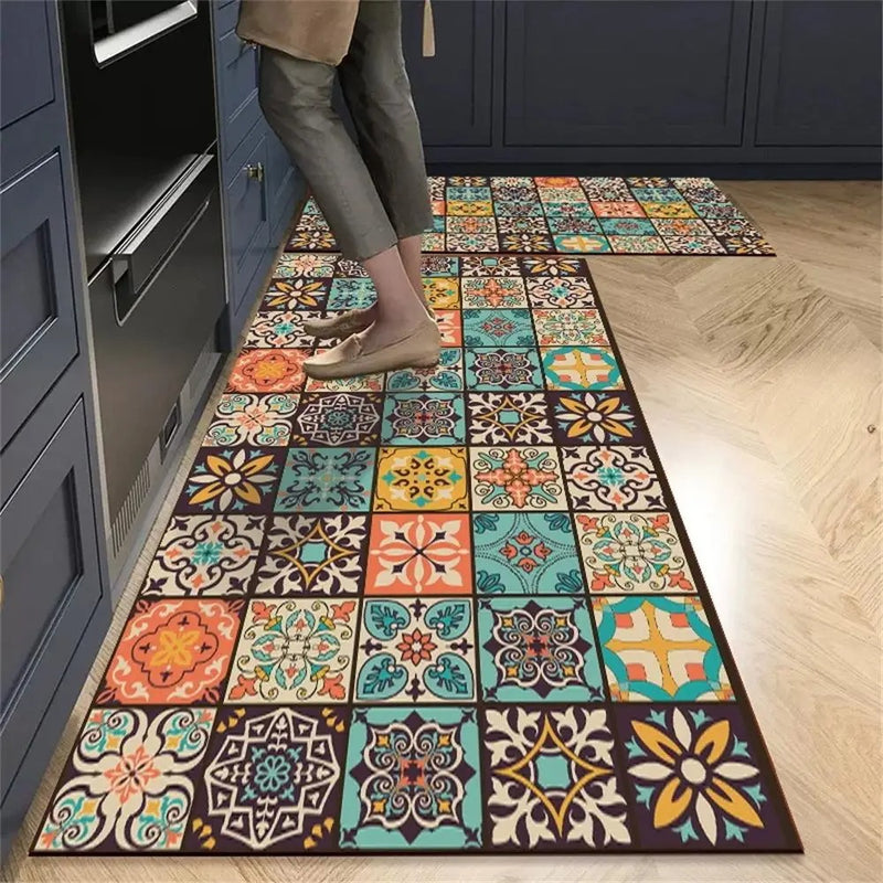 Tapete para Cozinha Absorvente Ladrilhos