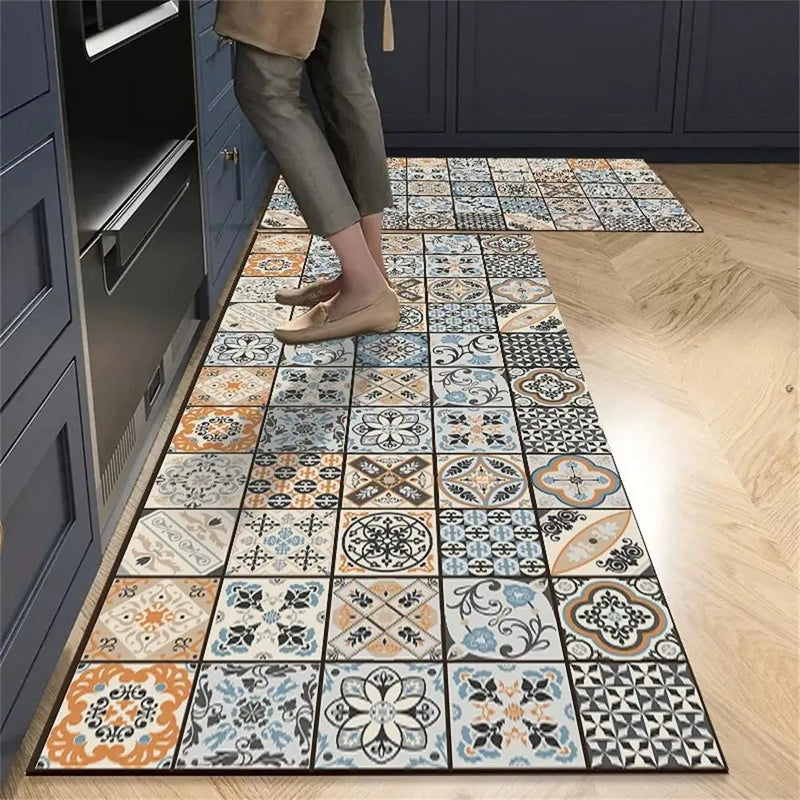 Tapete para Cozinha Absorvente Ladrilhos